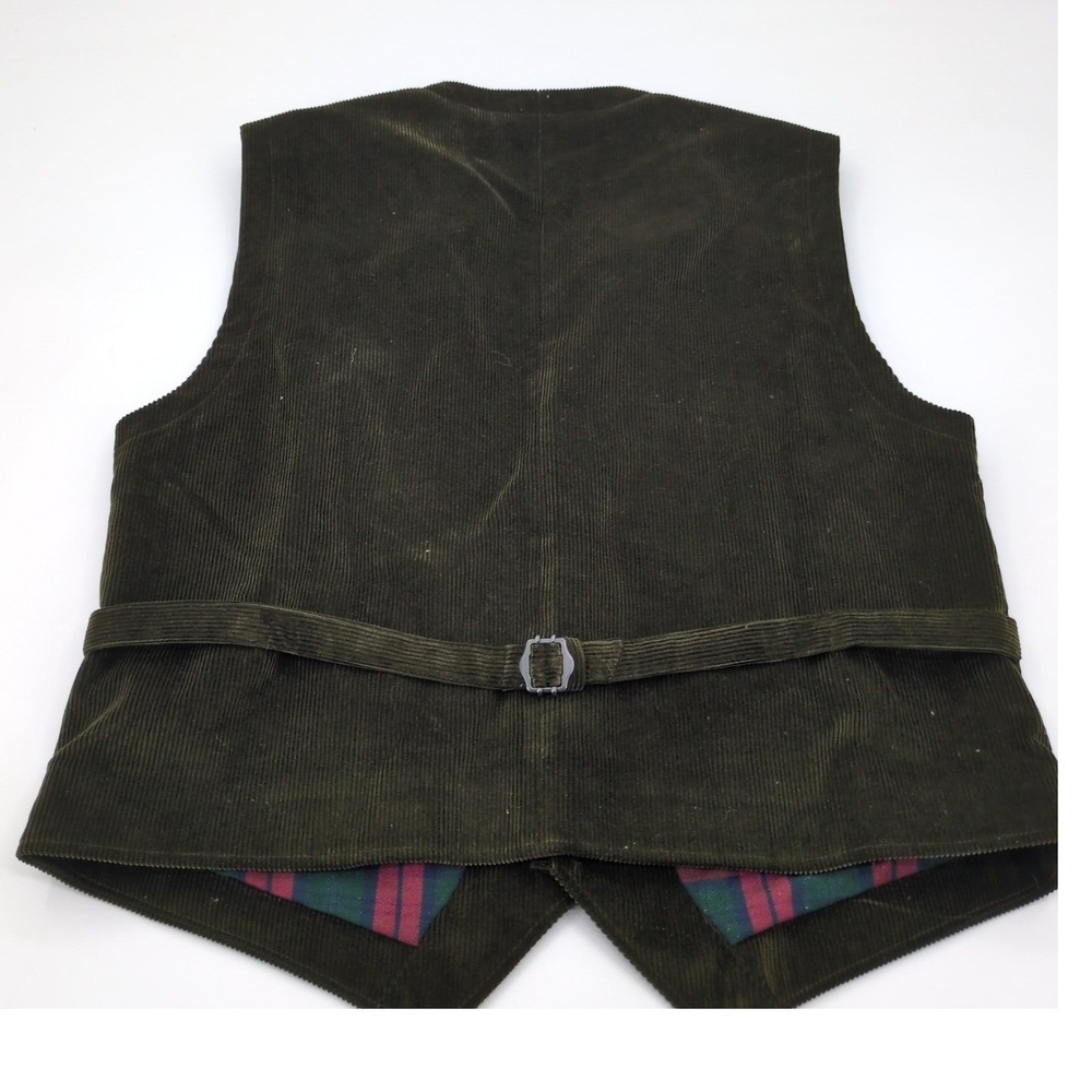 Orvis Olive Green Corduroy Vest Men's L Casual Dressy Outdoors Great Condition - Picture 2 of 8